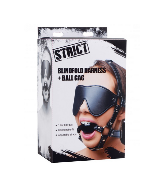 XR Brands Blinddoek En Ball Gag Hoofdharnas Van PU-Leer Voor Sensatie En Controle