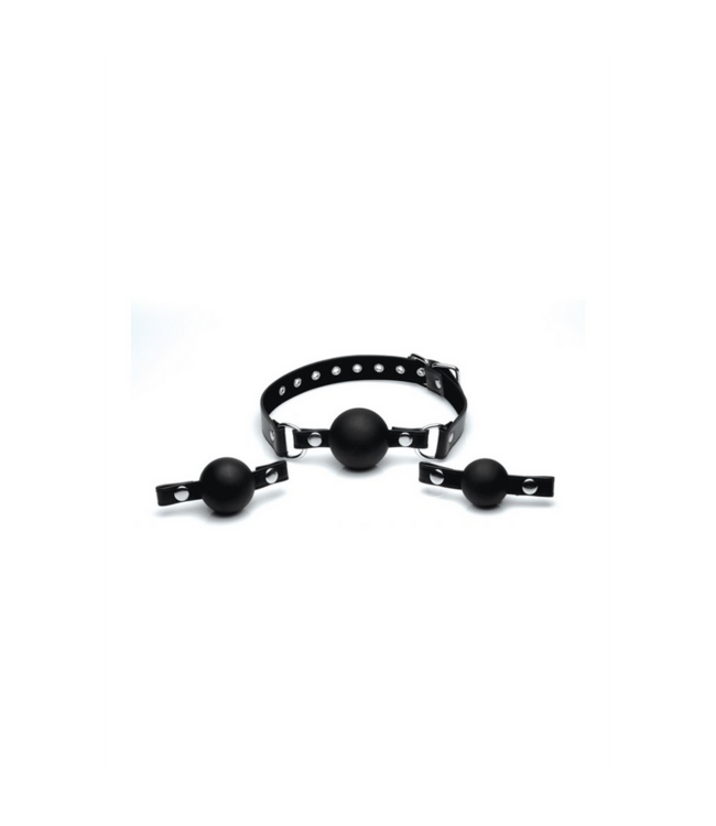XR Brands Verstelbare Ball Gag Set Met 3 Siliconen Ballen Voor Comfort En Veiligheid