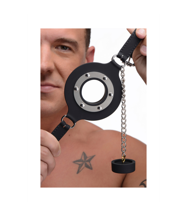 XR Brands Siliconen Voederknevel Met Ring En Verstelbare Nekband Voor Veilige Fixatie