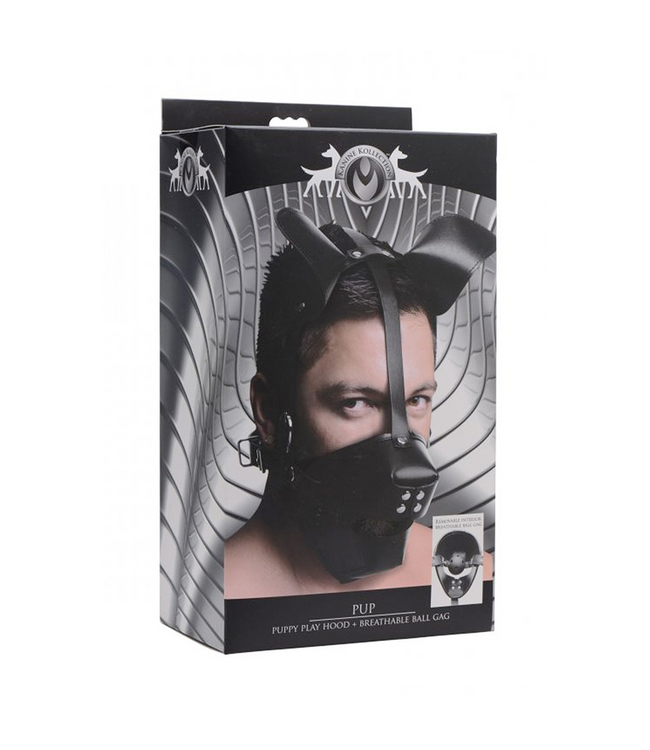 XR Brands Puppy Play Masker Met Ademend Ballgag En Hondoren Voor Kinky Rollenspellen