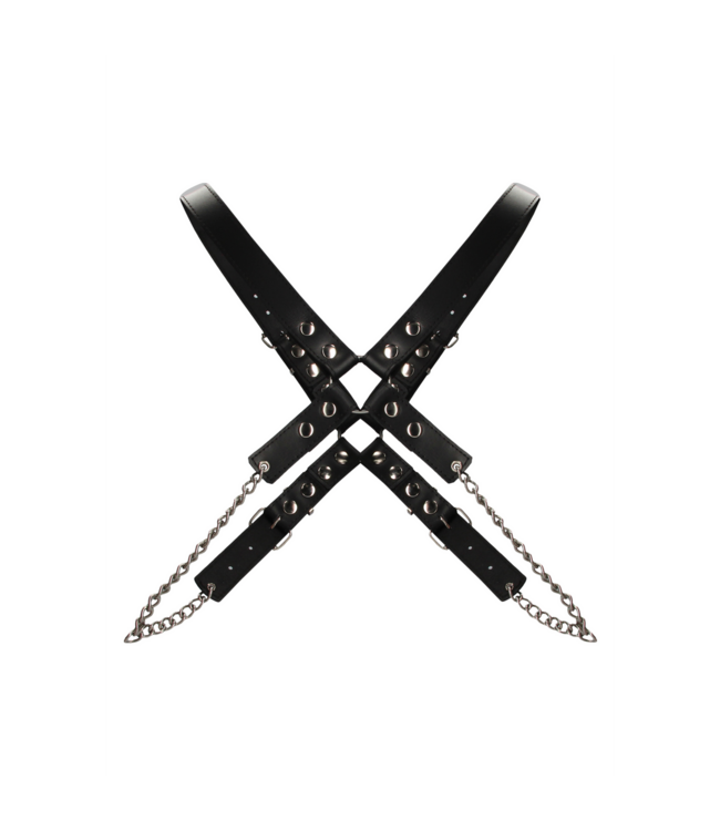 Ouch! Tough Leather & Steel Men's Chain Harness for BDSM & Fashion Use