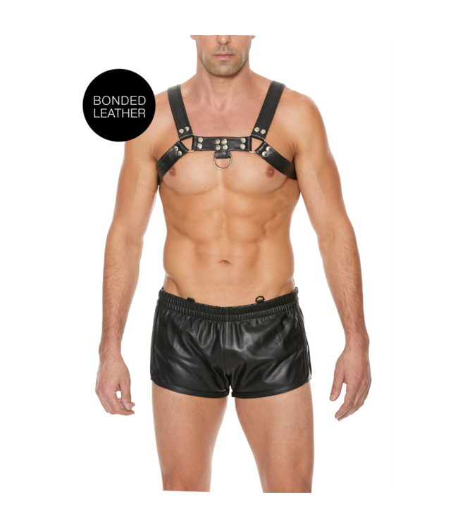 Ouch! Adjustable Bulldog Leather Chest Harness S/M - Stylish BDSM Accessory