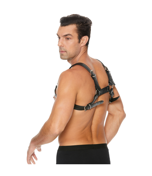 Ouch! Verstelbaar Leren Fetish Harnas Met RVS Gespen S/M – Comfortabele Pasvorm