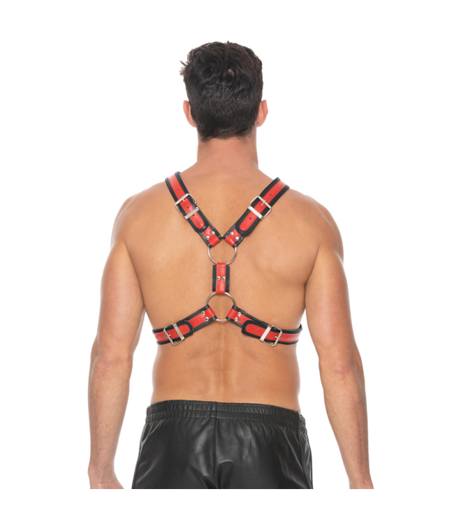 Ouch! Scottish Leather Adjustable BDSM Harness S/M with O-Rings
