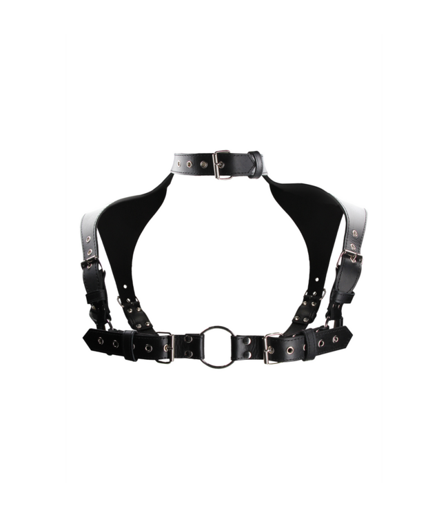 Ouch! Herren-Leather-Harness mit Halsband – Verstellbar & Stilvolles Design
