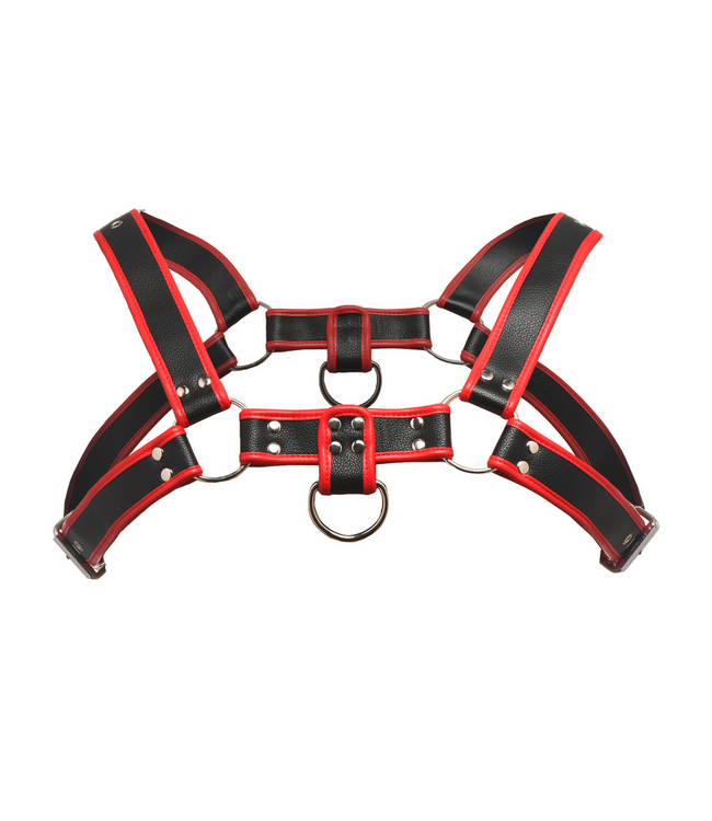 XR Brands Robustes Bulldog-Harness Rot | Verstellbar, bequem und sicher