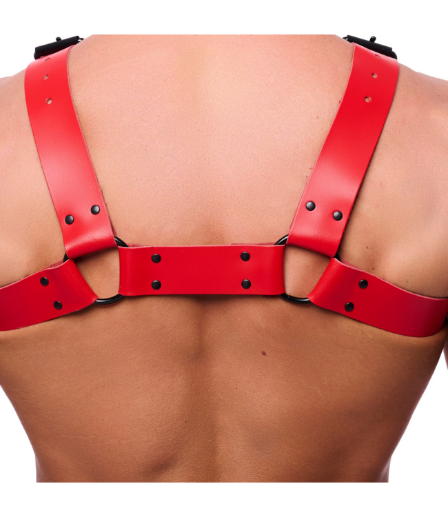 Red Leather Red Bulldog Leather Harness L/XL - Stylish, Durable & Comfortable