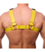 Red Leather Stylish Yellow Bulldog Leather Harness S/M - Durable & Comfortable