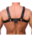 Red Leather Leren Harnas Zwart S/M Met Verstelbare Banden En D-Ringen – Rood leer