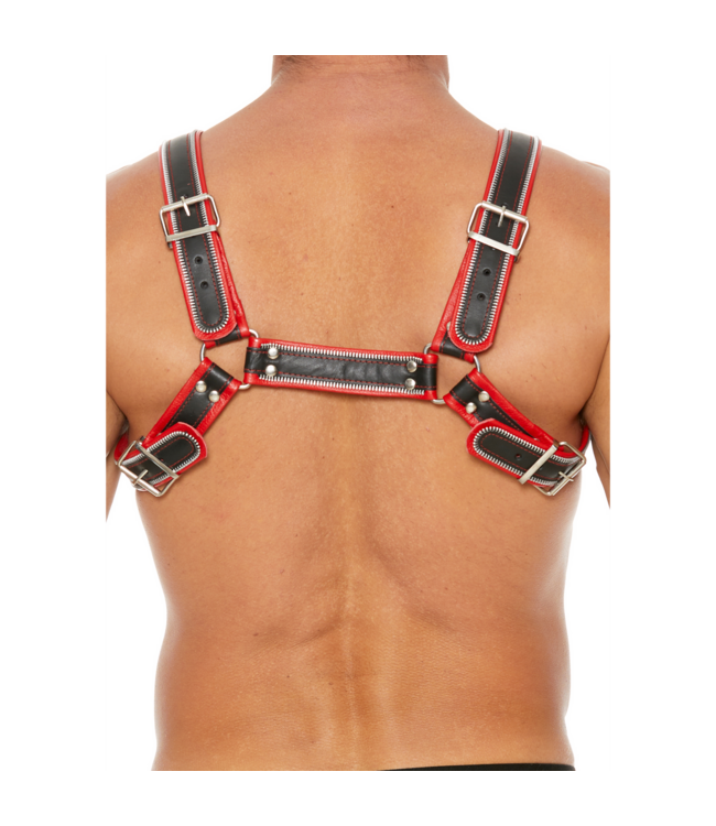 Ouch! Leren Z-Serie Borstharnas Met Verstelbare Ritsen Voor Bulldoggen L/XL