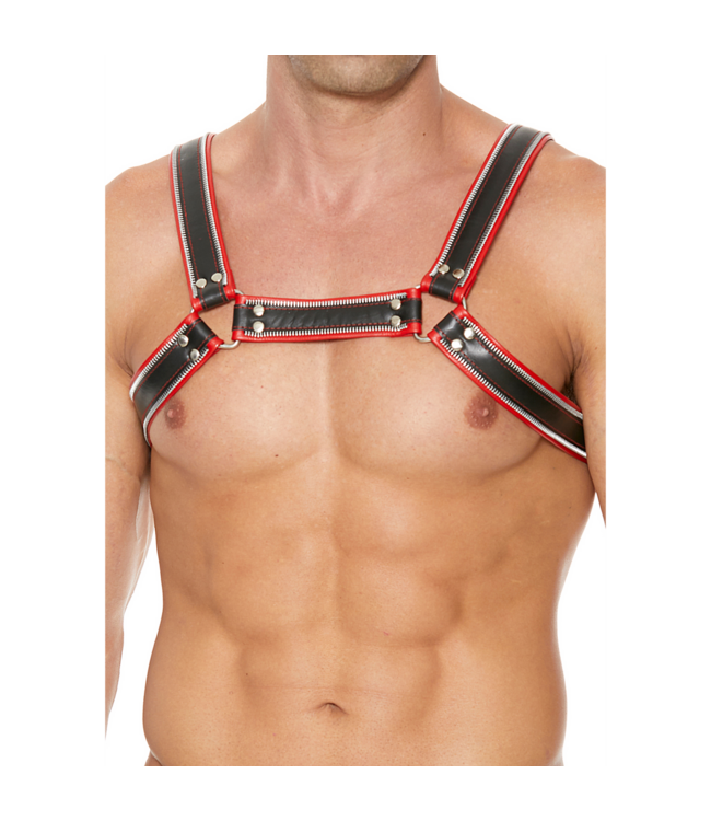 Ouch! Leren Z-Serie Borstharnas Met Verstelbare Ritsen Voor Bulldoggen L/XL