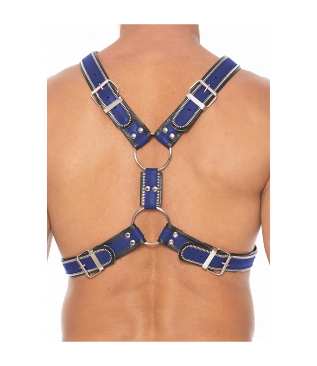 Ouch! Leren BDSM Harnas Met Ritsen En Verstelbare O-Ringen L/XL
