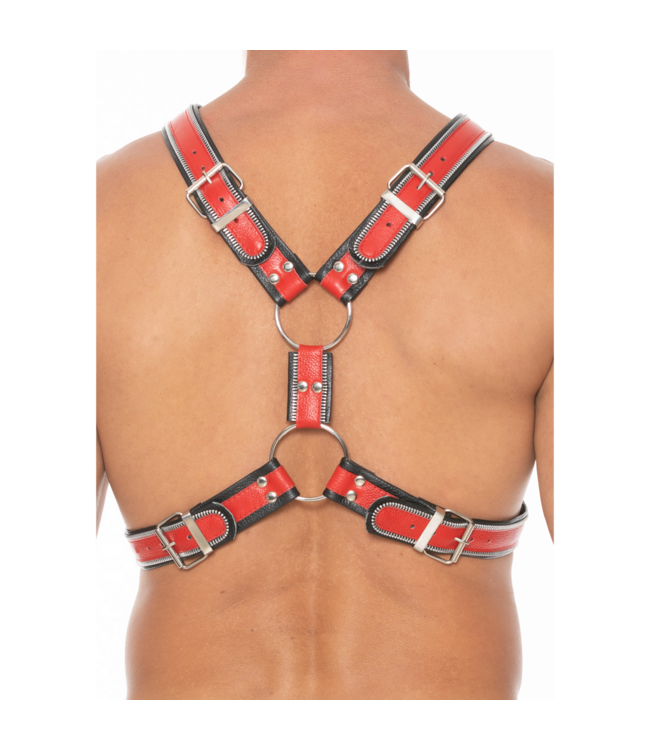 Ouch! Verstellbares Leder-BDSM-Harness mit O-Ringen – Fetisch & Bondage-Spaß