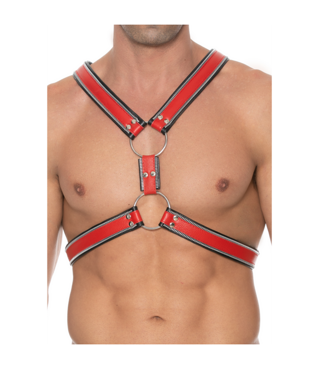 Ouch! Z-Series Leather BDSM Harness L/XL – Adjustable & Stylish with O-Rings