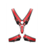 Ouch! Schottisches Leder-BDSM-Harness S/M – Verstellbar mit O-Ringen in Rot
