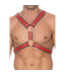 Ouch! Rood Leren BDSM Harnas Met Roestvrijstalen O-Ringen S/M – Ouch! by Shots