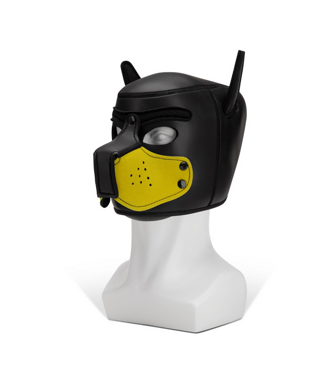 Prowler Red Neopreen Puppy Muilkorf K9 Geel Met Afneembare Capuchon