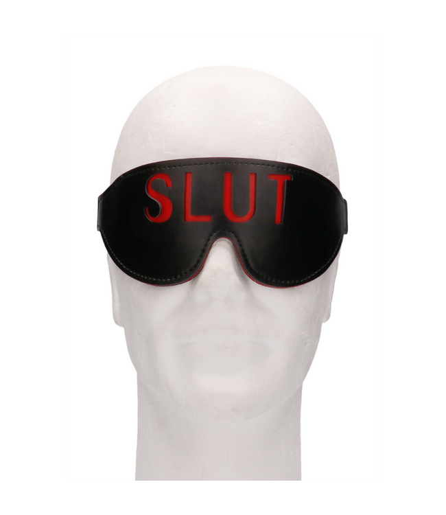 Ouch! Luxe Leren Blinddoek Met Uitgesneden Tekst En Rode Voering