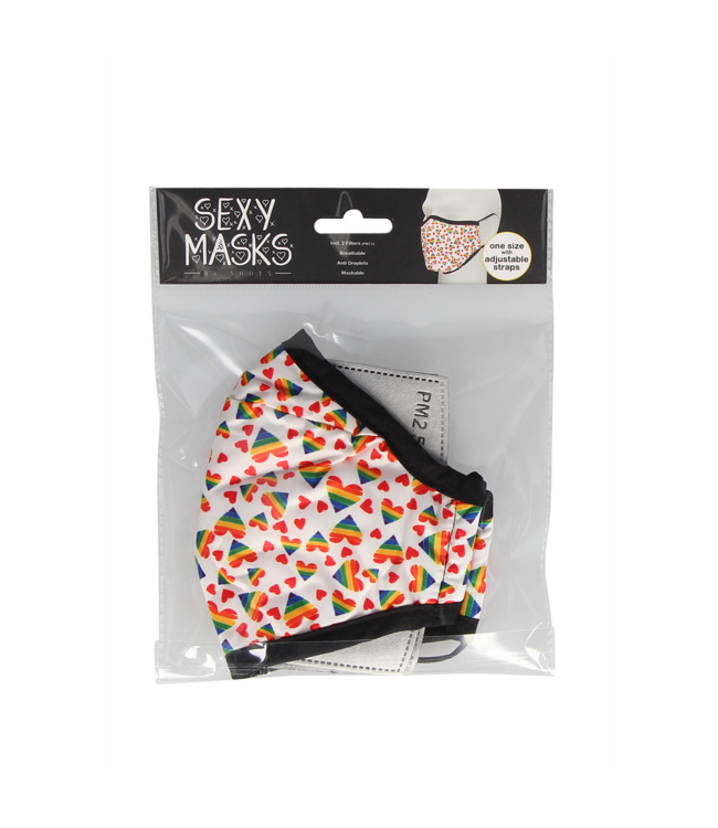 Masks by Shots ComfortFit Hearts Gezichtsmasker Van Katoen Met Verstelbare Oorbanden En Filters