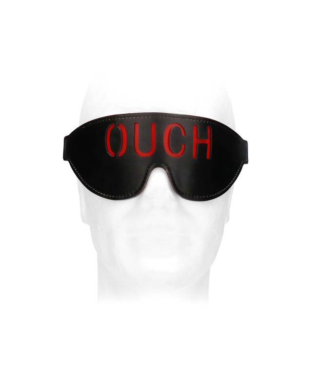Ouch! Leren Oogmasker Met Uitgesneden Ouch En Rode Onderlaag Voor Sensueel Spel
