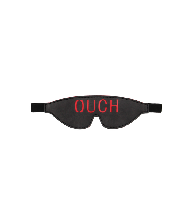 Ouch! Leren Oogmasker Met Uitgesneden Ouch En Rode Onderlaag Voor Sensueel Spel