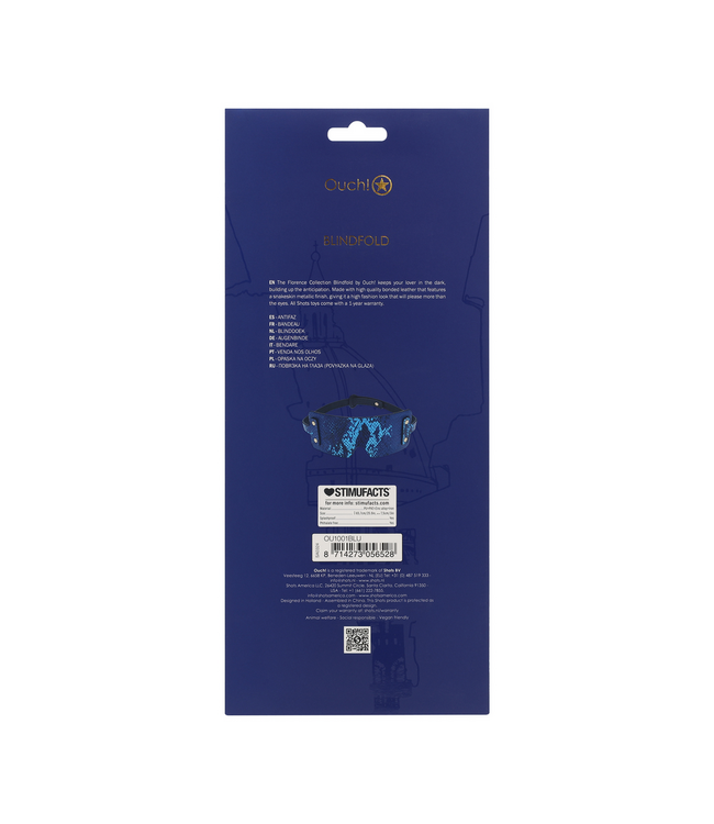 Ouch! Florence Blue Blindfold | Luxury Leather & Iridescent Elegance