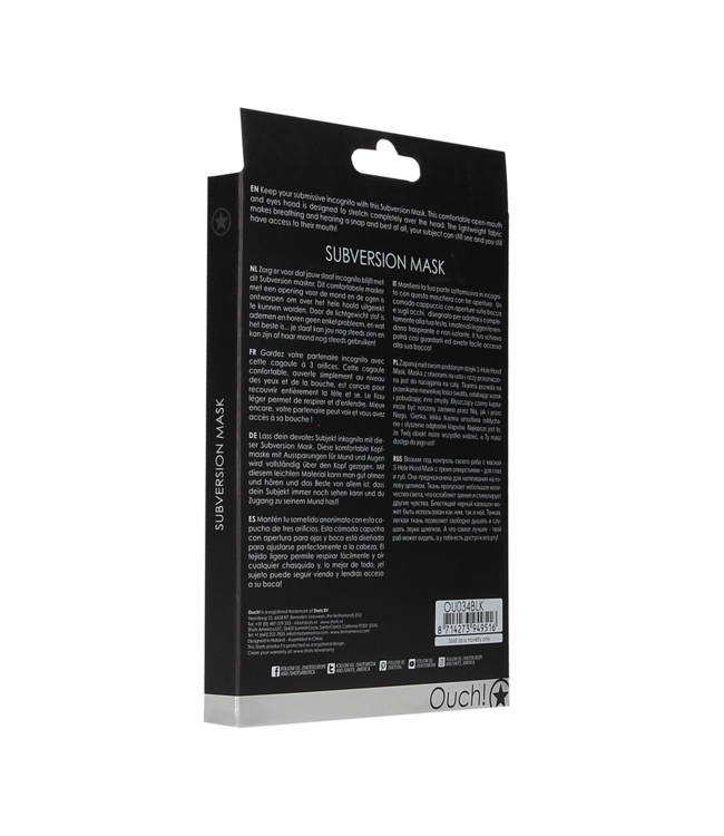 Ouch! Onopvallend Stretch Subversion Masker Zwart Met Ademopeningen