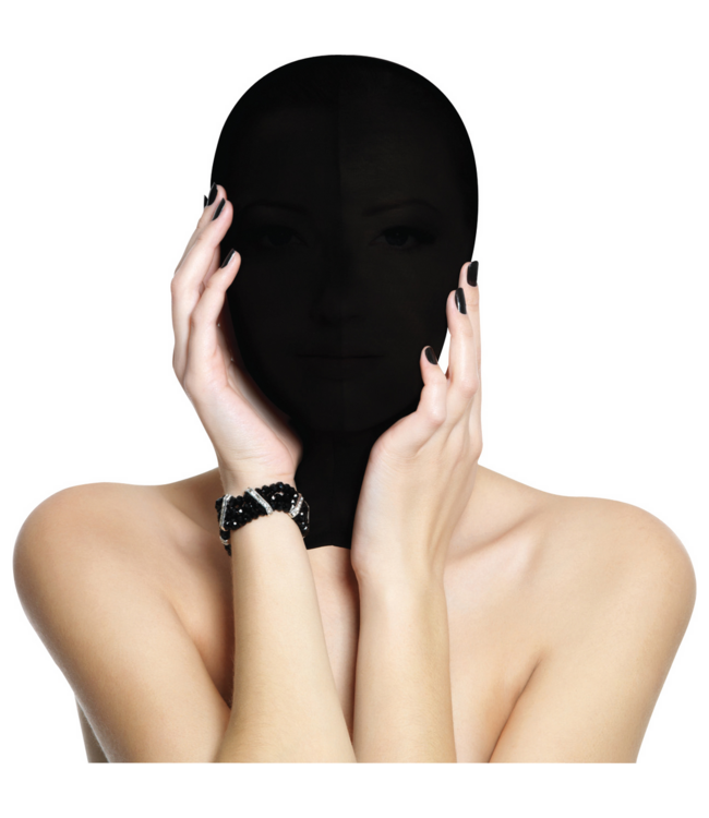 Ouch! Elastisch Subjugation Masker Met Achterrits En Lichtdoorlatende Stof Zwart