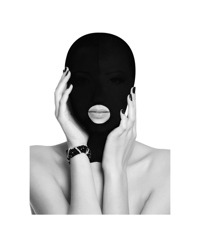 Ouch! Elastisch Zwart Submission Masker Met Adembeveiliging En Mondtoegang