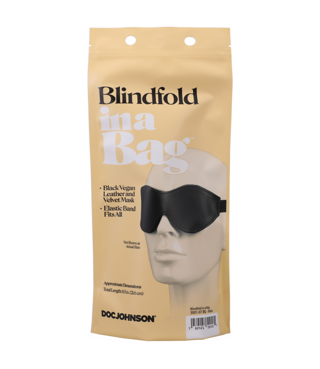 Doc Johnson Stylish Black Vegan Leather Blindfold Mask - Comfort & Privacy Combined