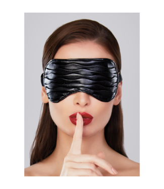 Allure Gerimpeld Kunstleren Masker Met Satijnen Band En Gouden Accenten