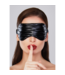 Allure Gerimpeld Kunstleren Masker Met Satijnen Band En Gouden Accenten
