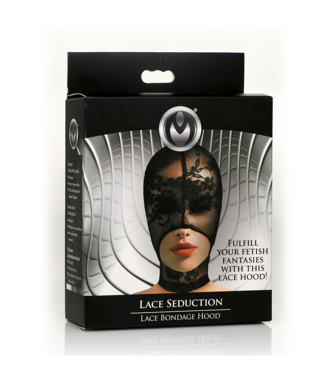 XR Brands Kanten Bondage Masker Met Open Mond Van Rekbaar Polyester Voor BDSM