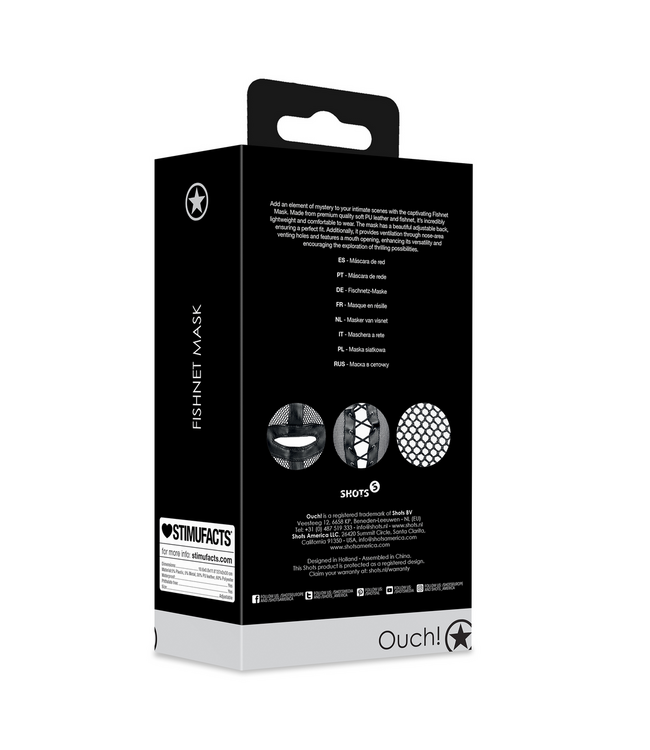 Ouch! Fishnet Mask - Soft PU Leather & Breathable Design for Ultimate Comfort