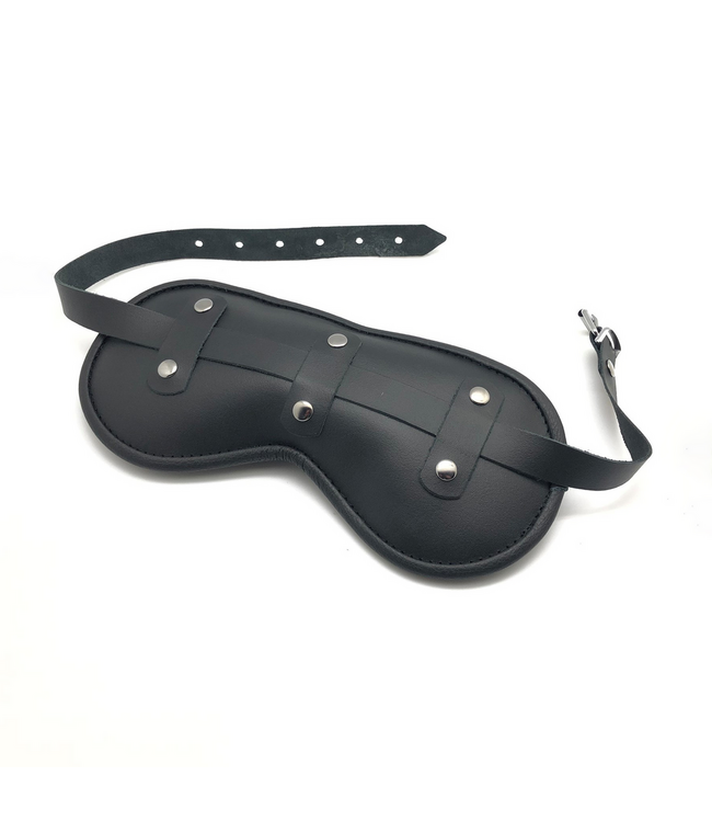 Red Leather Rood Leer Plantaardig Gelooid Zwart Gewatteerd Leren Oogmasker Verstelbaar