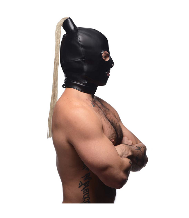 XR Brands Mysterious Bondage Mask with Blonde Wig for Sensual Role Play