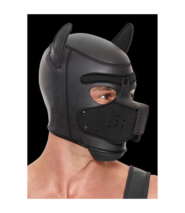 Ouch! Neopreen Trainingsmasker Voor Puppy Met Afneembare Muilkorf Zwart