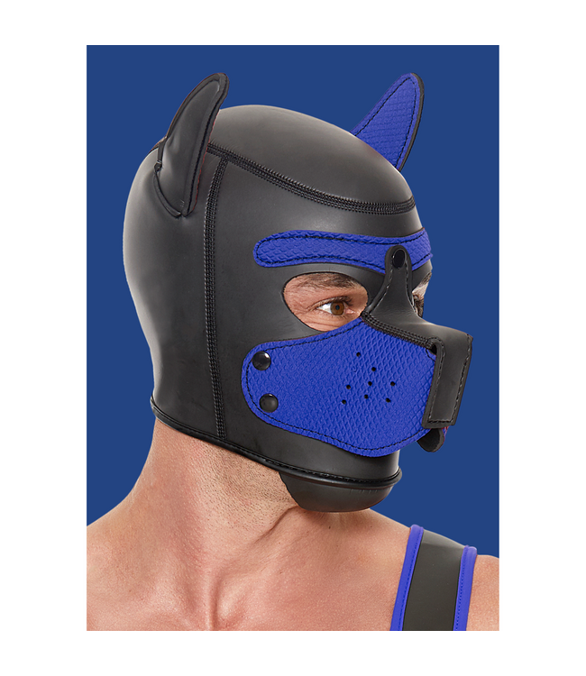 Ouch! Ouch! Puppy Play Neopreen Trainingsmasker Met Afneembare Muilkorf Blauw