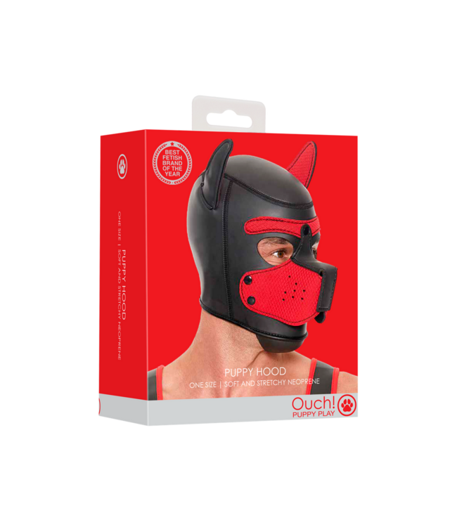 Ouch! Red Neoprene Puppy Mask - Stylish Comfort & Control for Training Fun!