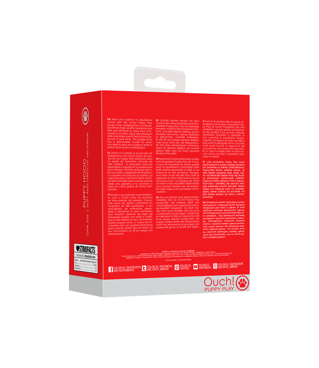 Ouch! Neopren-Welpenmaske Rot – Stilvolles Training für Gehorsam & Spaß!