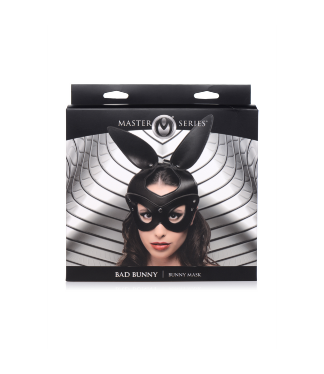 XR Brands XR Brands Zwart PU-Leer Konijnenmasker Met Staal Accessoire