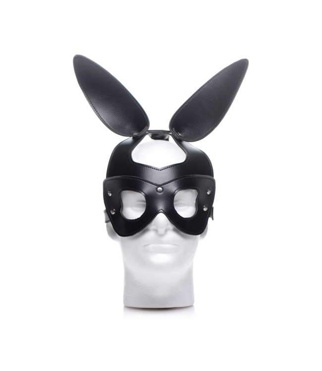 XR Brands XR Brands Zwart PU-Leer Konijnenmasker Met Staal Accessoire