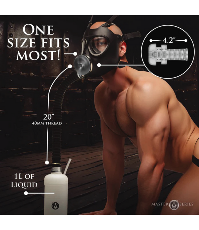 XR Brands XR Brands Gas Mask Stroker Kit Zwart Met Eenrichtingsventiel Voor Ademhaling