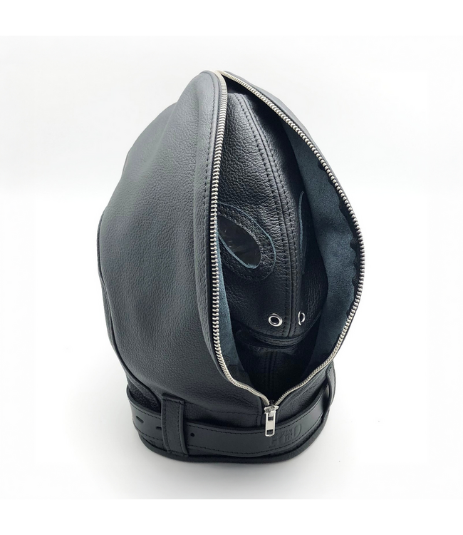Red Leather Sensory Leather Balaclava - Durable Vegetable-Tanned Black Leather