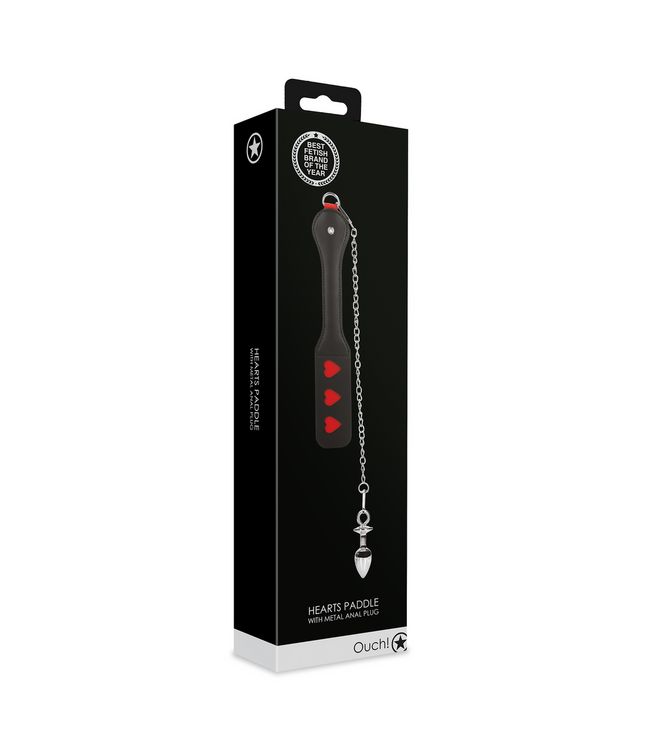 Ouch! Metalen Anaalplug Met Hartvormige Paddle Voor BDSM Discipline Zwart