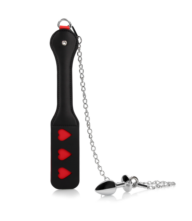 Ouch! Herz-Paddel mit Metall-Analplug – Sinnliches BDSM-Spielzeug für Prickelnde Momente
