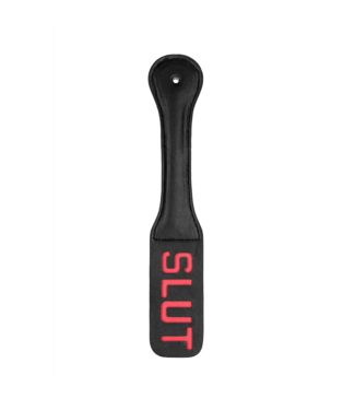 Ouch! Leren Paddle Met Omgekeerd SLUT-Design | Duurzaam En Flexibel Zwart