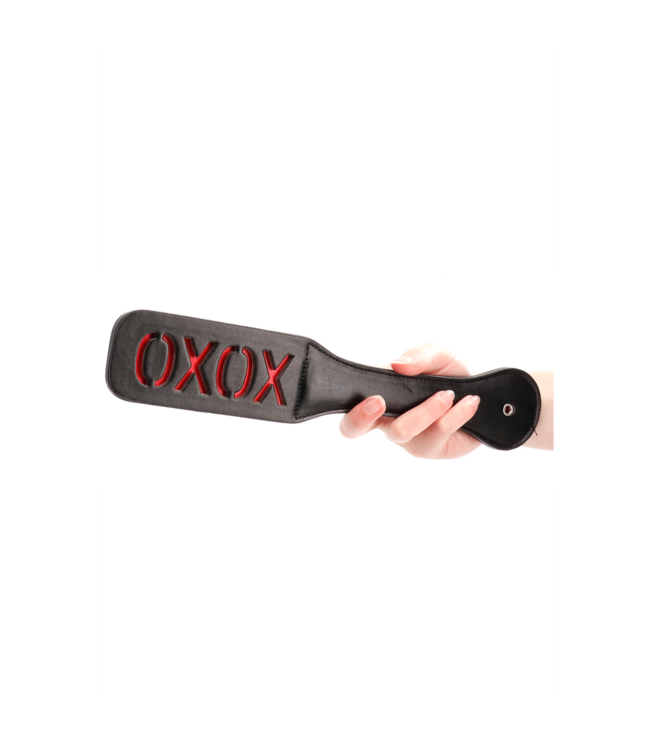 Ouch! Leer Paddle XOXO Zwart Gestikt – Stevig Flexibel Accessoire
