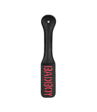 Ouch! Leren Armband Paddle Met Gespiegeld BAD BOY Design – Zwart En Duurzaam