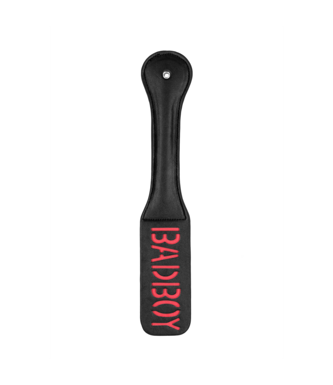 Ouch! Leren Armband Paddle Met Gespiegeld BAD BOY Design – Zwart En Duurzaam
